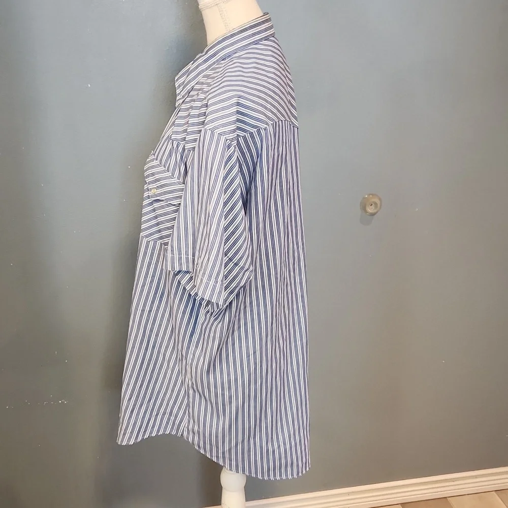 Western Rubbock Pinstripe Short Sleeve Pearl Snap Shirt USA Union Made Cowboy